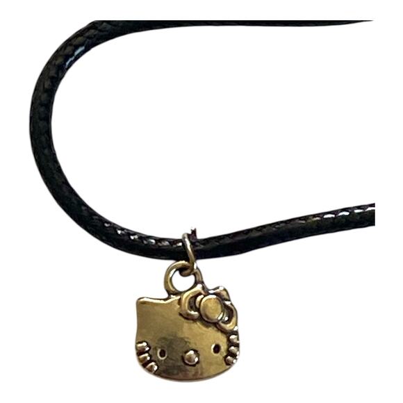 Hello Kitty Charm Necklace | Silver Pendant on Black Cord | Kawaii Jewelry Gift - Picture 3 of 4